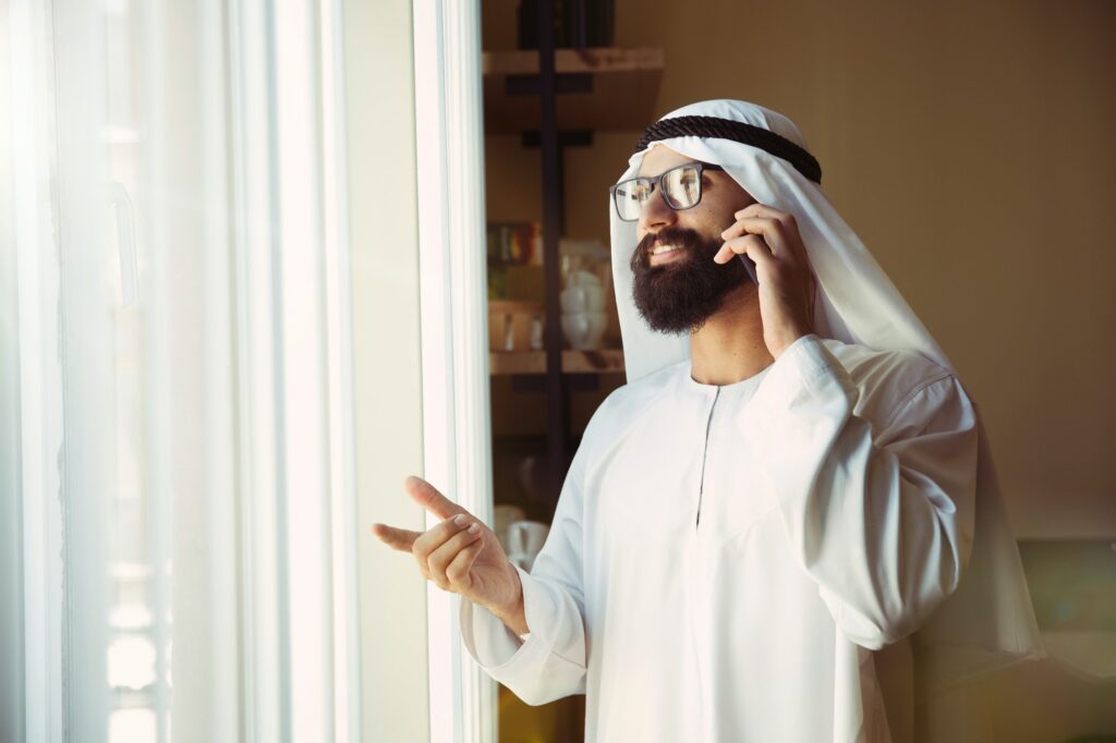 Arabian saudi businessman working in office