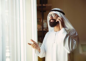 Arabian saudi businessman working in office