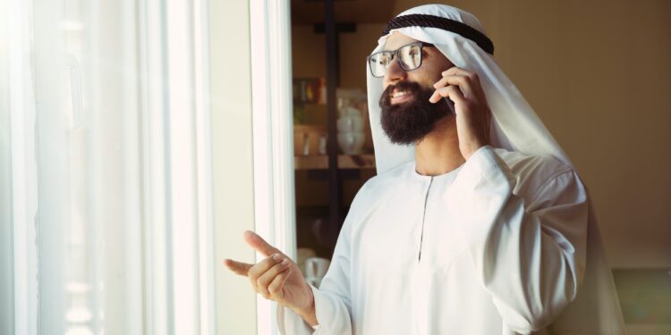 Arabian saudi businessman working in office