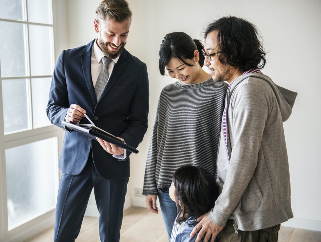 Asian family buy new house