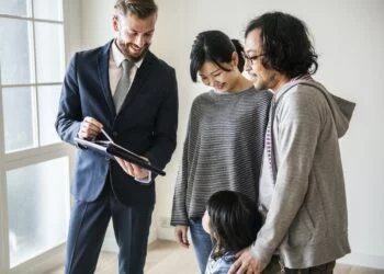 Asian family buy new house
