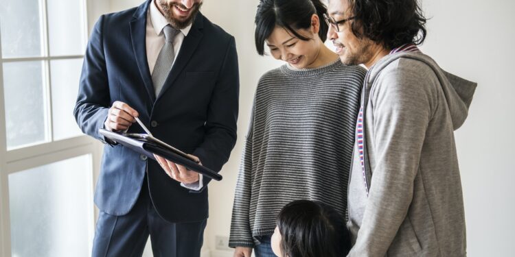 Asian family buy new house