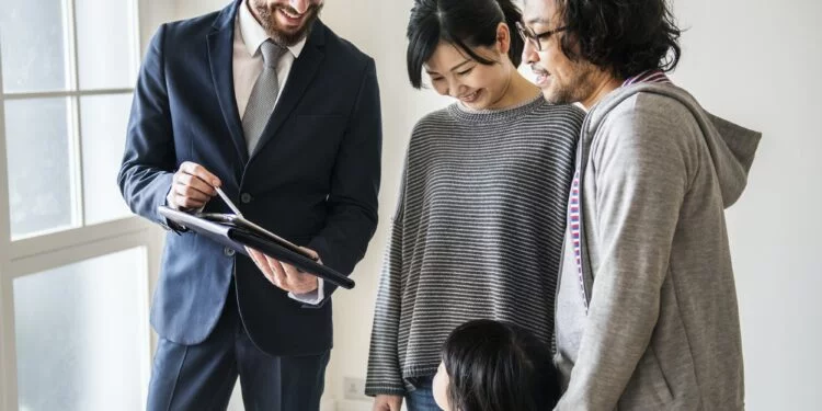 Asian family buy new house