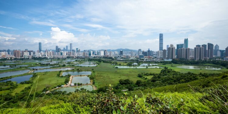 Beautiful night landscape in Shenzhen city,China