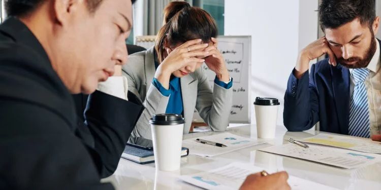Business team discussing crisis