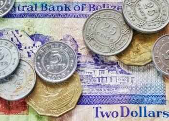 Close up picture of Belize dollar.