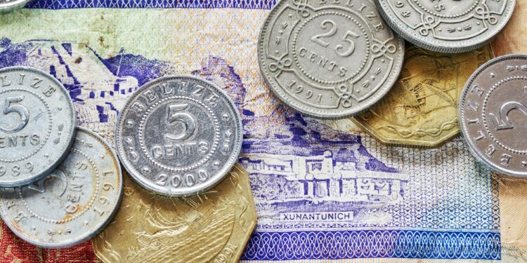 Close up picture of Belize dollar.