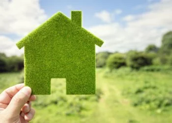 Green eco house environmental background