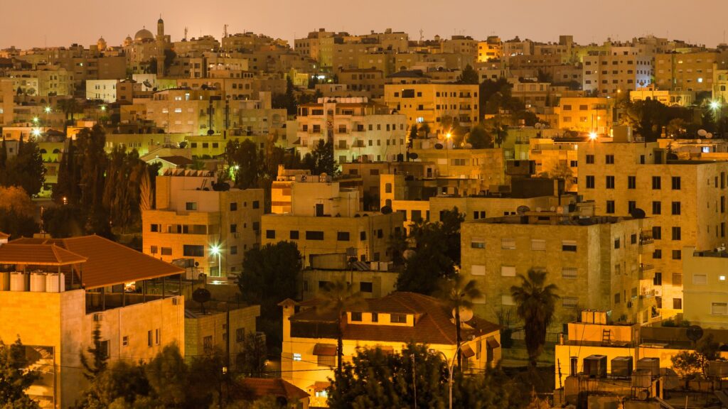 residential district in Amman city in night