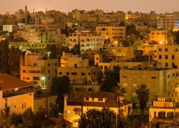 residential district in Amman city in night