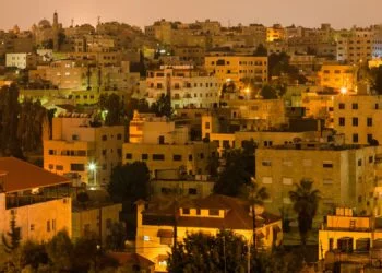 residential district in Amman city in night