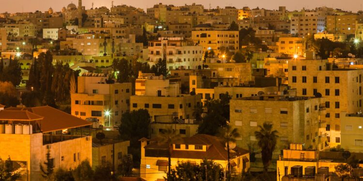 residential district in Amman city in night
