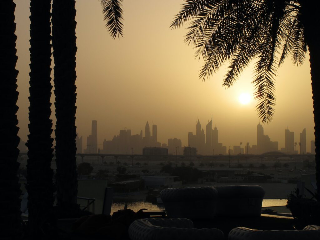 Sunset and Dubai skyline