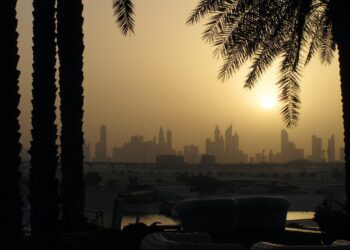 Sunset and Dubai skyline