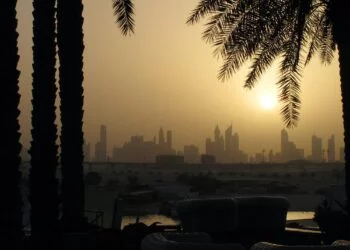 Sunset and Dubai skyline