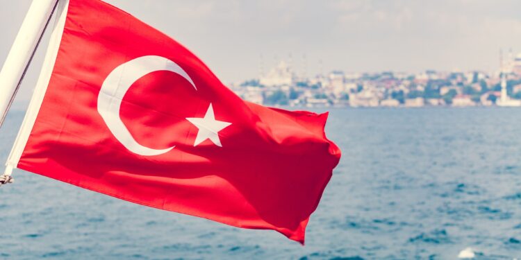 Turkey flag waving