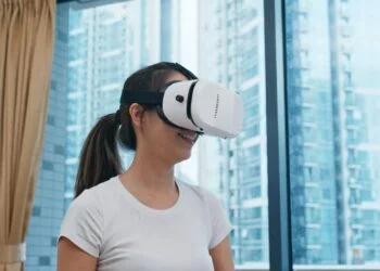 Woman play VR at home