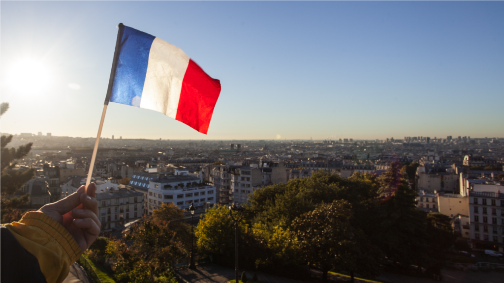 French flag colour reimbursed to navy-blue in November 2021 by President Emmanuel Macron