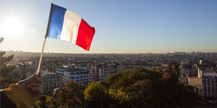 French flag colour reimbursed to navy-blue in November 2021 by President Emmanuel Macron