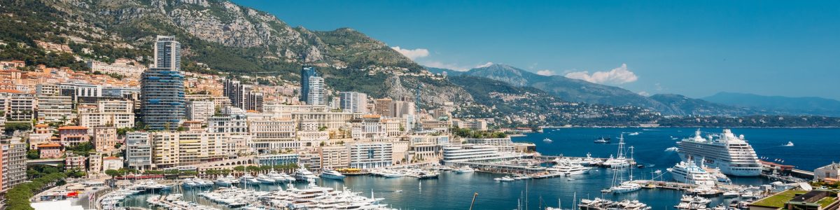 Monaco, Monte Carlo cityscape. Real estate architecture on mount